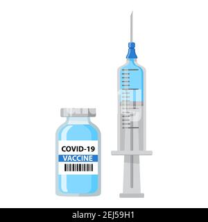 Zeit zum Impfen. Vector flat Konzept für Web.Covid-19 Corona-Virus-Impfung.Medizinische Immunisierungsbehandlung. Stock Vektor