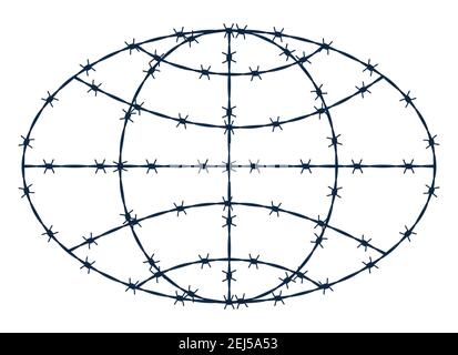 Illustration des abstrakten Stacheldraht-Konturkugels Stock Vektor
