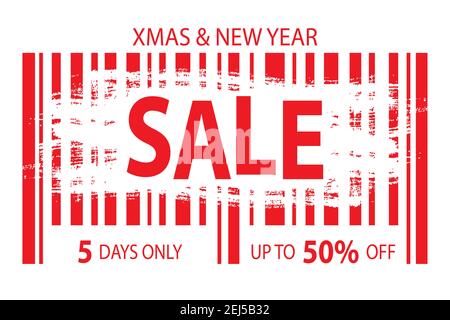 Barcode mit Hand gezeichnet Pinsel und VERKAUF Text, Karte oder Banner Vorlage, Vektorgrafik Stock Vektor