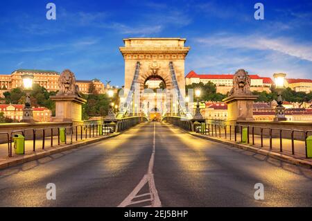 Kettenbrücke in Budapest, Ungarn Stockfoto