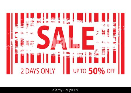 Barcode mit Hand gezeichnet Pinsel und VERKAUF Text, Karte oder Banner Vorlage, Vektorgrafik Stock Vektor