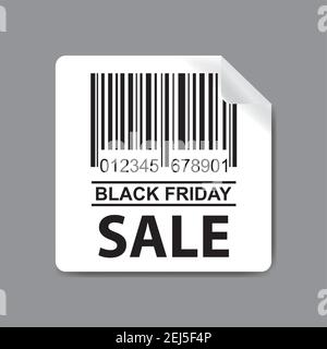 Etikett mit Barcode-Symbol und Text Verkauf, Vorlage für schwarzen freitag, Stock Vektor Illustration. Stock Vektor