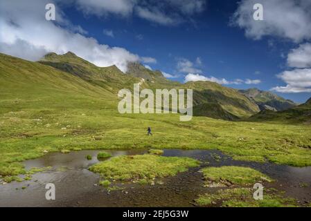 Umgebung von Lac Long de Liat. Im Hintergrund der Gipfel von Maubèrme (Aran Valley, Cataloina, Spanien) Stockfoto