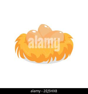 Illustration von glänzenden Eiern im Nest. Vektorgrafik. Stock Vektor