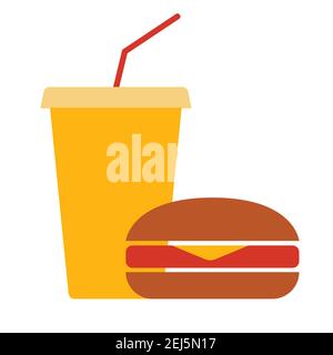 Burger und Limonade. Einfaches Food-Symbol im trendigen Stil isoliert auf weißem Hintergrund für Web-Anwendungen und mobile Konzepte. Vektorgrafik. EPS1 Stock Vektor