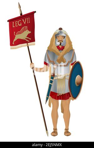 Römische Vexillarius Soldat Vektor über weiß Stock Vektor