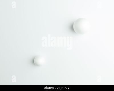 Abstrakte Kugeln Hintergrund auf weißem Papier Hintergrund. Studie mit weichem Licht Stockfoto