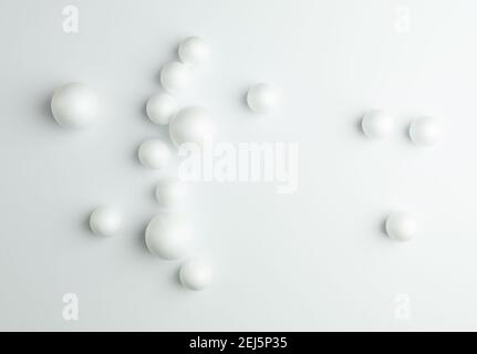 Abstrakte Kugeln Hintergrund auf weißem Papier Hintergrund. Studie mit weichem Licht und weißem Hintergrund. Stockfoto