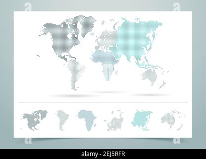 Weltkarte Gepunkteter Vektor Mit Kontinenten Stock Vektor