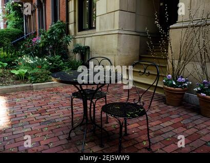 Back Bay Boston Wohngemauerte Terrasse Stockfoto