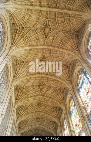 Fächergewölbe Kirchenschiff, King's College Chapel, King's College, Cambridge, Cambridgeshire, England, Vereinigtes Königreich Stockfoto