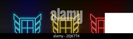 Neon Icon Set Antivirus-Block. Set von roten, blauen, gelben Neon-Vektor-Symbol Stock Vektor