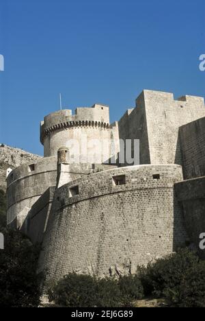 Dubrovnik Altstadt Festung und Mauern, Kroatien Stockfoto