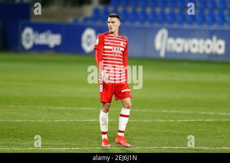 Huesca, Spanien. Februar 2021, 21st. Adrian Marin (Granada) Fußball: Spanisches 'La Liga Santander' Spiel zwischen SD Huesca 3-2 Granada CF im Estadio El Alcoraz in Huesca, Spanien. Quelle: Mutsu Kawamori/AFLO/Alamy Live News Stockfoto