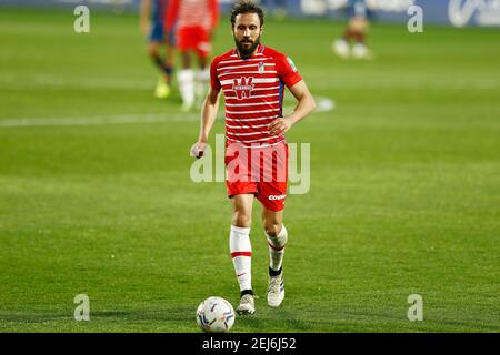 Huesca, Spanien. Februar 2021, 21st. Deutsch Sanchez (Granada) Fußball: Spanisches 'La Liga Santander' Spiel zwischen SD Huesca 3-2 Granada CF im Estadio El Alcoraz in Huesca, Spanien. Quelle: Mutsu Kawamori/AFLO/Alamy Live News Stockfoto