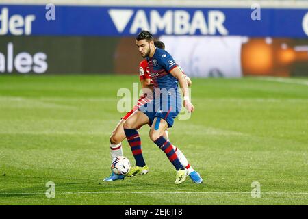 Huesca, Spanien. Februar 2021, 21st. Rafa mir (Huesca) Fußball: Spanisches Spiel 'La Liga Santander' zwischen SD Huesca 3-2 Granada CF im Estadio El Alcoraz in Huesca, Spanien. Quelle: Mutsu Kawamori/AFLO/Alamy Live News Stockfoto