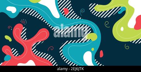Abstraktes, fließendes, farbenfrohes Design von minimalem Spritz Design-Vorlage. Dekorativ mit trendigen Linie Stil Muster Hintergrund. Illustration Vektor Stock Vektor