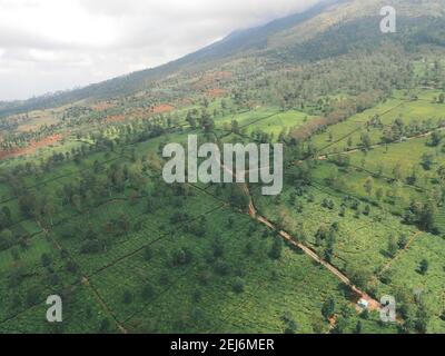 Luftaufnahme von Bergtal mit grüner Landschaft in Sindoro vulcano Stockfoto