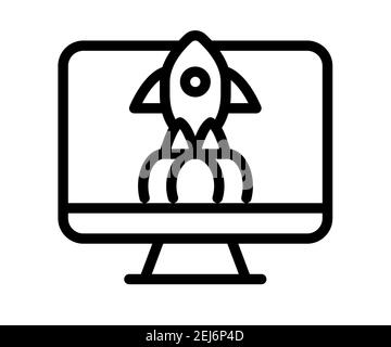Desktop-Start-Start einzelnes isoliertes Symbol mit Linienführung vektorgrafik Stockfoto