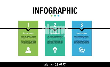 Infografik Design-Vorlage mit Geschäftskonzept Vektor-Illustration mit 3 Schritte oder Optionen oder Prozesse stellen einen Arbeitsfluss oder ein Diagramm dar Stock Vektor