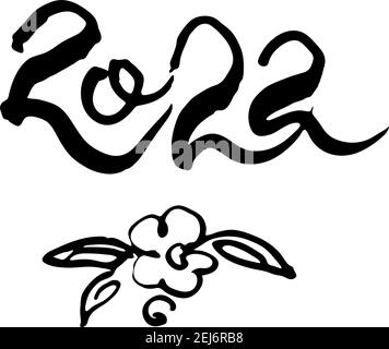 2022 Jahre. Hand Lettering Grunge Karte mit strukturierten handgefertigten Doodle Buchstaben im Retro-Stil. Handgezeichnete Vintage Vektor Typografie Illustration Stock Vektor