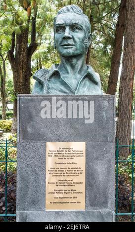 Büste von Cpt John Riley in San Angel, Mexiko-Stadt, Mexiko als Hommage an das San Patricio Bataillon, das im mexikanisch-amerikanischen Krieg für Mexiko kämpfte Stockfoto