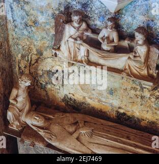 Sepulcro de la reina Elisenda de Moncada, Monasterio de Pedralbes, Barcelona. Stockfoto