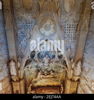 Sepulcro de la reina Elisenda de Moncada, Monasterio de Pedralbes, Barcelona. Stockfoto