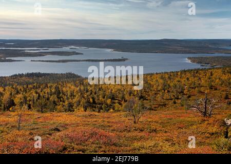 Blick von Keimiötunturi in Richtung Jerisjärvi Stockfoto