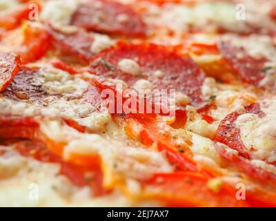 Appetitliche Pizza aus nächster Nähe. Italienische Küche Stockfoto