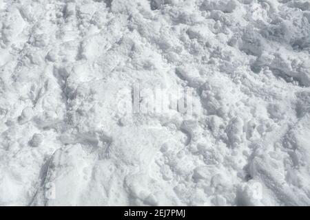 Boden bedeckt mit weißem Neuschnee Stockfoto