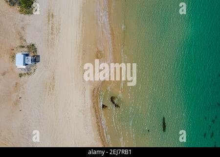 Luftaufnahme des Atliman Strandes in Kiten, Bulgarien Stockfoto