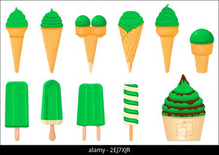 Illustration zum Thema Irish Holiday St. Patrick Tag, große set icecream. Muster St. Patrick Tag bestehend aus vielen verschiedenen Eiscreme auf weißem Hintergrund Stock Vektor