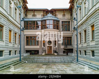 Lodz, Polen - Februar 23 2020 Fassade der Musikakademie in Lodz Stockfoto