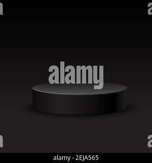 3D realistische Vektor-Runde Bühne auf dunklem Hintergrund. Stock Vektor