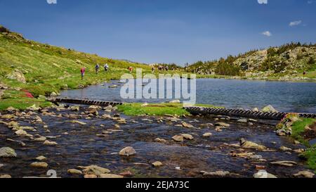 Carlit Lakes, Les Bouillouses, im Sommer (Pyrenees Orientales, Frankreich) ESP: Lagos del Carlit, en las Bullosas, en verano (Francia) Stockfoto