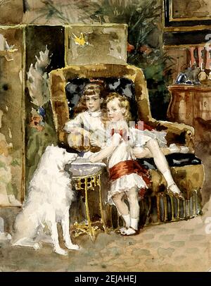 Großherzog Michael Alexandrowitsch von Russland (1878-1918) und Großherzogin Xenia Alexandrowna von Russland (1875-1960). Museum: Ateneum, Helsinki. Autor: Albert Gustaf Aristides Edelfelt. Stockfoto