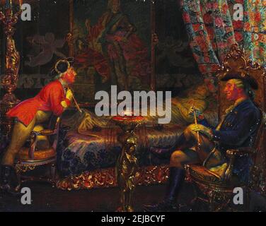 Struensee und Caroline Mathilde an der Leiche von Königin Sofie Magdalene. Museum: PRIVATE SAMMLUNG. Autor: Kristian Zahrtmann. Stockfoto