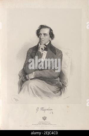 Porträt des Komponisten Giacomo Meyerbeer (1791-1864). Museum: PRIVATE SAMMLUNG. Autor: JOSEF KRIEHUBER. Stockfoto