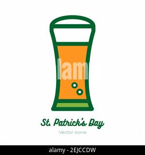 St. Patricks Tag Bierglas, Pint Becher, Tankard Vektor-Symbol. Orange grüne Linie Art flache Symbol für Logo, Zeichen, Taste Stock Vektor