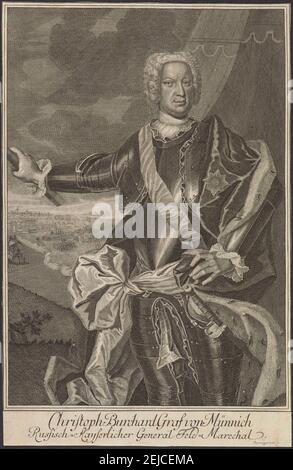 Porträt des Grafen Burkhard Christoph von Münnich (1683-1767). Museum: PRIVATE SAMMLUNG. AUTOR: JOHANN MARTIN BERNIGEROTH. Stockfoto