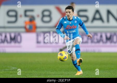 Bergamo, Italien. Februar 2021, 21st. Bergamo, Italien, Gewiss Stadium, 21. Februar 2021, Mario Rui (SSC Napoli) während Atalanta BC vs SSC Napoli - Italienische Fußball Serie A Spiel Kredit: Francesco Scaccianoce/LPS/ZUMA Wire/Alamy Live News Stockfoto