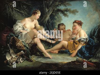 Dianas Rückkehr von der Jagd. Museum: Musée Cognacq-Jay, Paris. Autor: FRANCOIS BOUCHER. Stockfoto