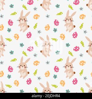 Niedliche Hase und Osterei nahtlose Muster. Stock Vektor