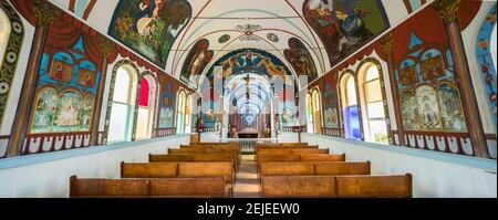 Innenräume einer Kirche, Star of the Sea Painted Church, Kalapana, Hawaii, USA Stockfoto