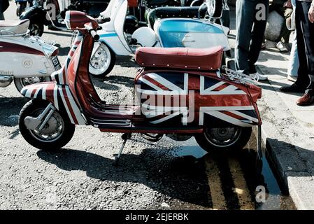 GROSSBRITANNIEN / England / Brighton / Union Jack Scooter Design Stockfoto