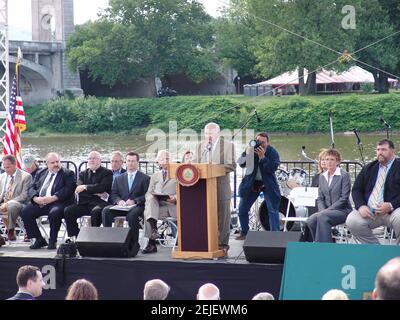 Freitag, 19. Juni 2009 WILKES-BARRE, LUZERNE COUNTY- Pennsylvania, USA. Ansichten der offiziellen Eröffnung des Riverfront Common in Wilkes-Barre, Pennsylvania USA. Der Park am Susquehanna River wurde am 19. Juni 2009 offiziell eröffnet und begann mit einer Einweihungszeremonie um 4 Uhr Stockfoto