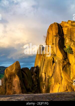 Winterlandschaft bei Black Rocks in der Nähe von Cromford in Derbyshire Peak District England Großbritannien Stockfoto