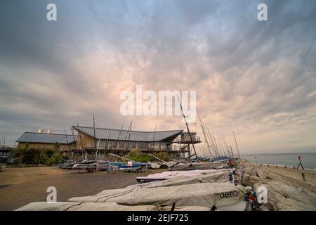 Clubhaus des Hayling Island Sailing Club. Stockfoto