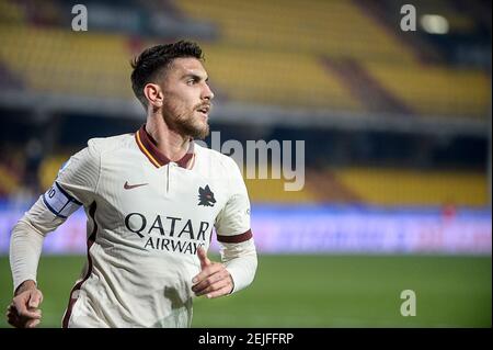 Benevento, Italien. Februar 2021, 07th. Lorenzo Pellegrini von AS Roma in Aktion während der Serie EIN Spiel zwischen Benevento Calcio und AS Roma im Stadio Ciro Vigorito am 21. Februar 2021 in Benevento, Italien. (Foto von Roberto Ramaccia/INA Photo Agency) Quelle: SIPA USA/Alamy Live News Stockfoto